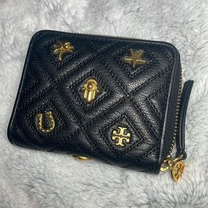 VERY RARE! Tory Burch Fleming Lucky Charms Quilted Genuine Leather Wallet